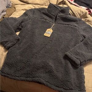 NWT  GIOBERTI size large Sherpa quarter zip and color solid charcoal